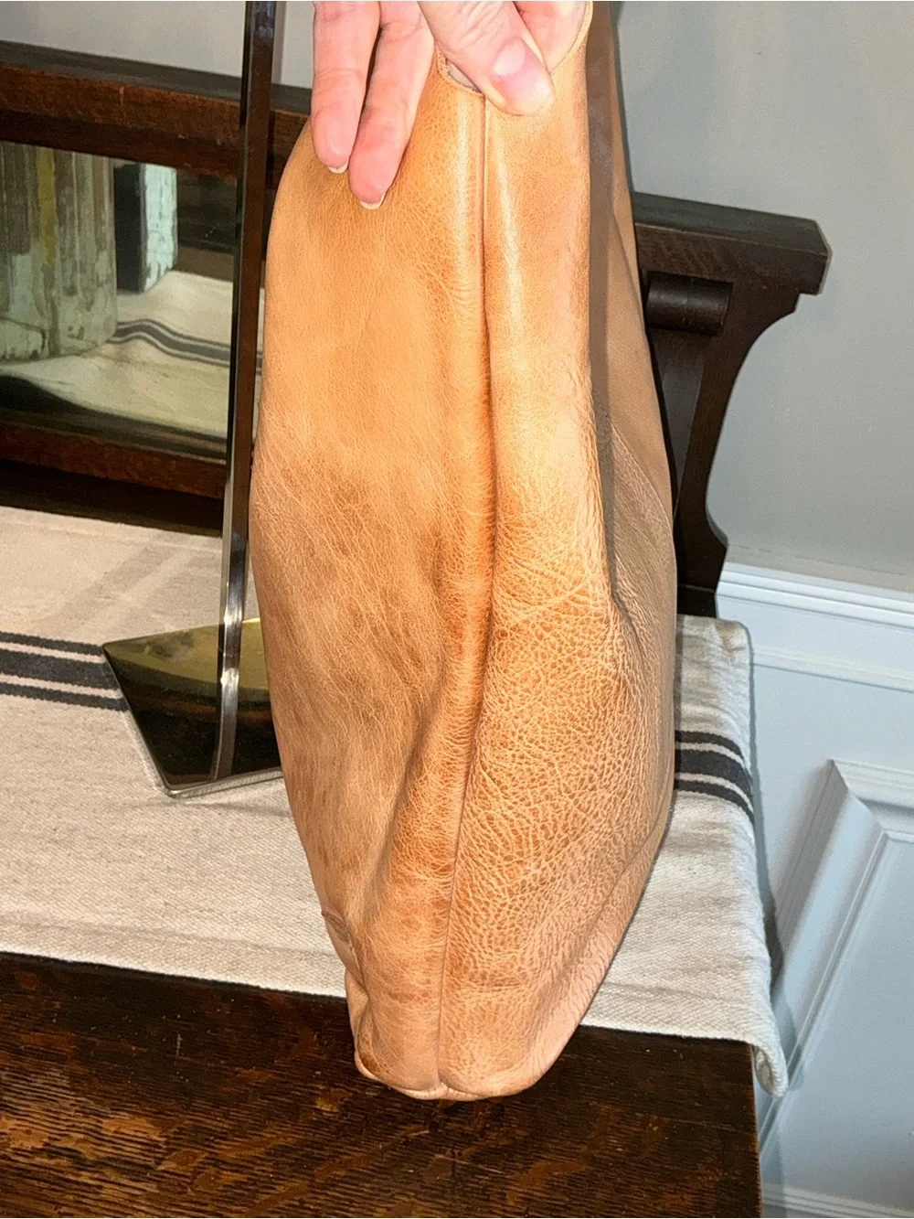 NWT Bed Stu Leather Ariel Max Hobo Shoulder Bag Oats DD Dip Dyed Retail $248